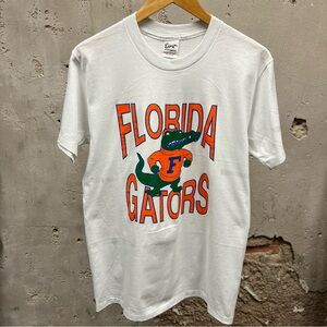 Ebert Vintage 1980s White Florida Gators Football Graphic Single Stitch Tee L